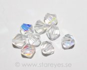 Bicone facetterade kristaller 6mm - Crystal AB