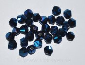Helix-facetterade kristaller 6mm, Metallic Blue