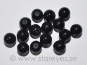 Runda svarta faux pearl i glas, 10mm