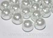 Runda vintervita faux pearl i glas, 10mm