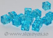 Facetterade kristall-kuber 4x4mm - Aquamarine