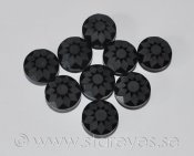 Facetterade diskformade kristaller med etsat mönster 18x10mm - Jet Black