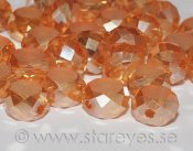 Etsade kristall-coins med facetterade kanter 8x5mm - Apricot