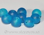 Glaspärlor med frostad yta 14mm - Turquoise
