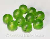 Glaspärlor med frostad yta 14mm - Olive Green