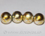 Runda handmålade pärlor i glas 12mm - Silver/Gold