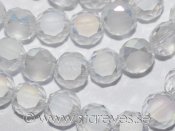 Etsade kristall-coins med facetterade kanter 6x3mm - White Frost