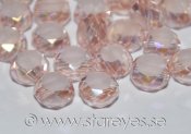 Etsade kristall-coins med facetterade kanter 6x3mm - Light Pink AB
