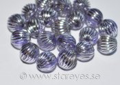 Runda transparenta pärlor med etsat mönster i silver - Lilac