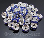Silverfärgade strassrondeller 8x4mm - Sapphire