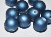 Stålblå akrylpärlor med sammetsliknande gummi-finish, 10mm