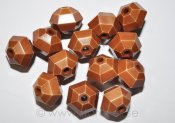 Stora vintage facetterade hexagoner i kamelbrun akryl (1960-tal), 20x17mm