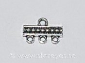 Antiksilverfärgad mönstrad connector/länk för treradiga smycken, 15x10mm