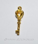 Guldfärgad dubbelsidig berlock 23x9mm - Dekorerad nyckel