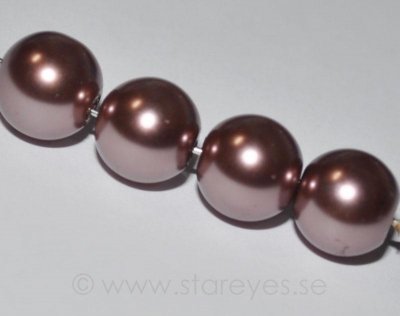 Faux pearl i glas 12mm - Cafe Latte