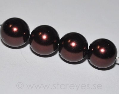 Faux pearl i glas 12mm - Chestnut