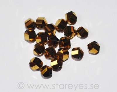 Helix-facetterade kristaller 6mm, Gold Metallic