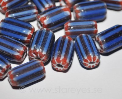 Handgjorda Chevron pärlor i glas, 13-14x7-9mm