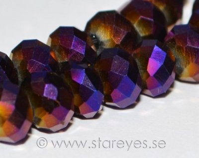 Facetterade kristall-rondeller 6x4mm - Metallic Purple