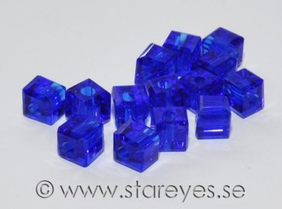 Facetterade kristall-kuber 4x4mm - Cobalt