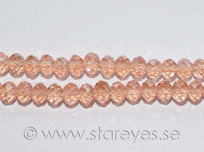 Facetterade kristall-rondeller 6x4mm - Coral Pink