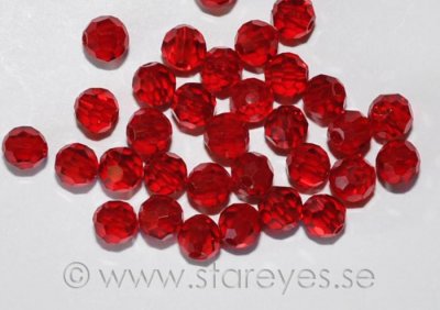 Facetterade runda kristaller 4mm - Ruby