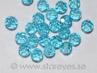 Facetterade runda kristaller 4mm - Aquamarine