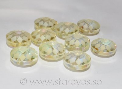 Facetterade diskformade kristaller med etsat mönster 18x10mm - White Crystal