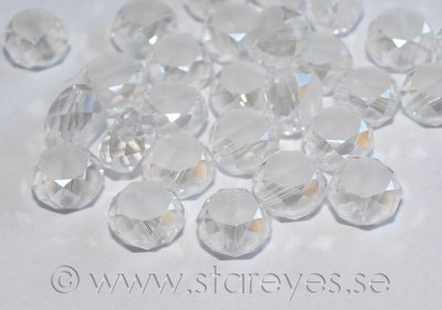 Etsade kristall-coins med facetterade kanter 8x5mm - Frosted Ice