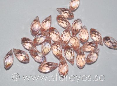 Facetterade kristall-brioletter 12x6mm - Light Pink AB