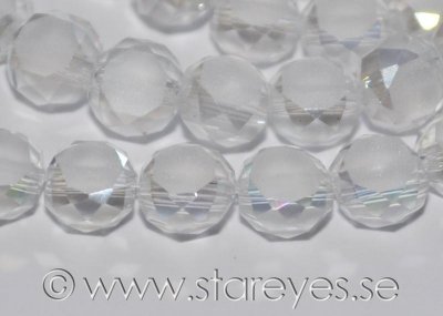 Etsade kristall-coins med facetterade kanter 6x3mm - White Frost