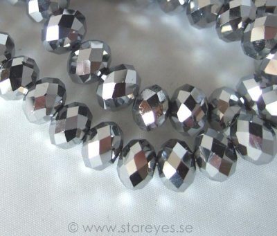 Facetterade kristall-rondeller 10x7mm - Silver Metallic