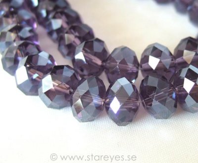 Facetterade kristall-rondeller 10x7mm - Dark Violet