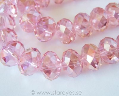 Facetterade kristall-rondeller 12x8mm - Pink Rainbow AB