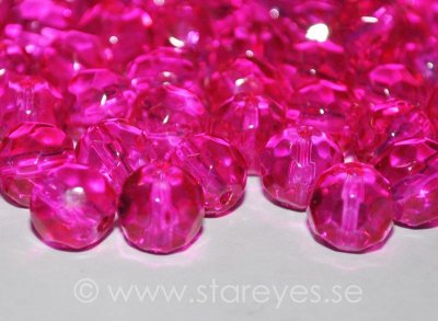 Runda facetterade kristaller 8mm, Hot Pink