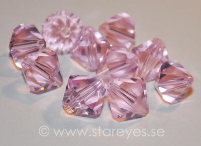 Bicone facetterade kristaller 10mm - Light Pink