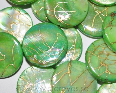 Mother of Pearl ”Golden Lime”, stora coins 20mm
