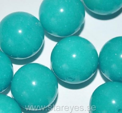 Mountain Jade ”Blue Turquoise”, handskurna stora runda pärlor 16mm