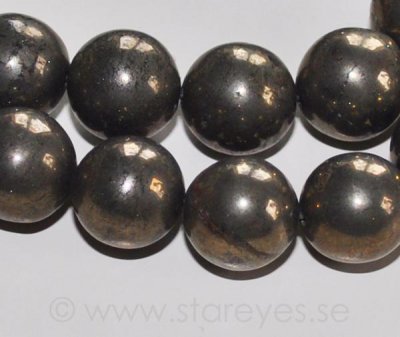 Pyrit AA, stora runda pärlor 10mm