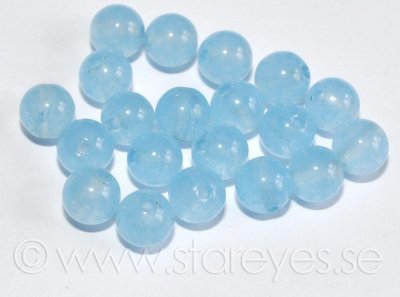Blå kalcedon A+, handskurna runda pärlor 6-6,5mm