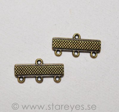 Antikbronsfärgad connector/länk för treradiga smycken, 18x9mm