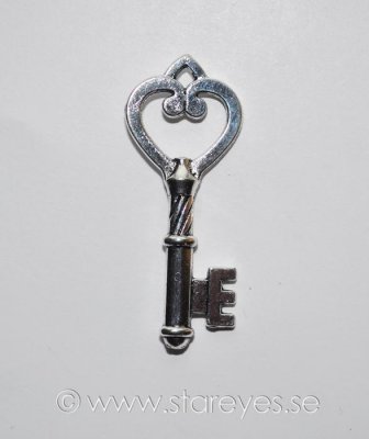 Antiksilverfärgat dubbelsidigt hänge 46x18mm - Nyckel